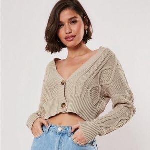 Missguided Cropped Cable Knit Cardigan